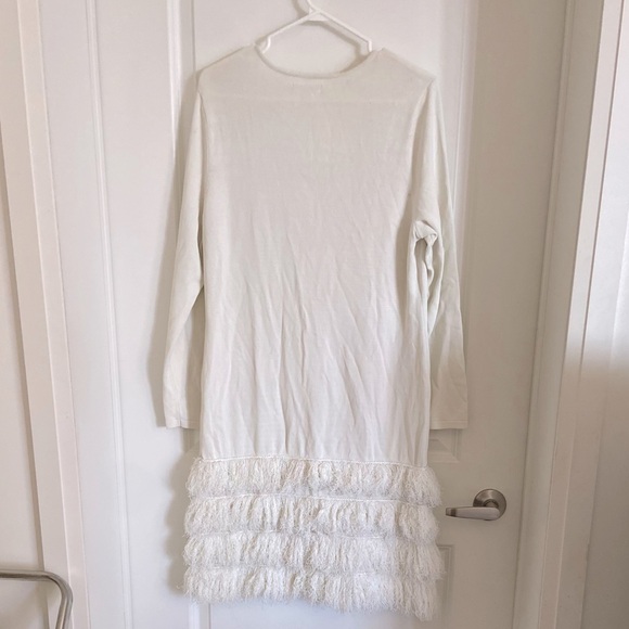 White   Calvin Klein stretchy fringy dress - Picture 2 of 5